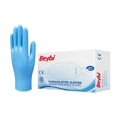 BEYBİ MAVİ PUDRASIZ NİTRİL MUAYENE ELDİVENİ M - 1